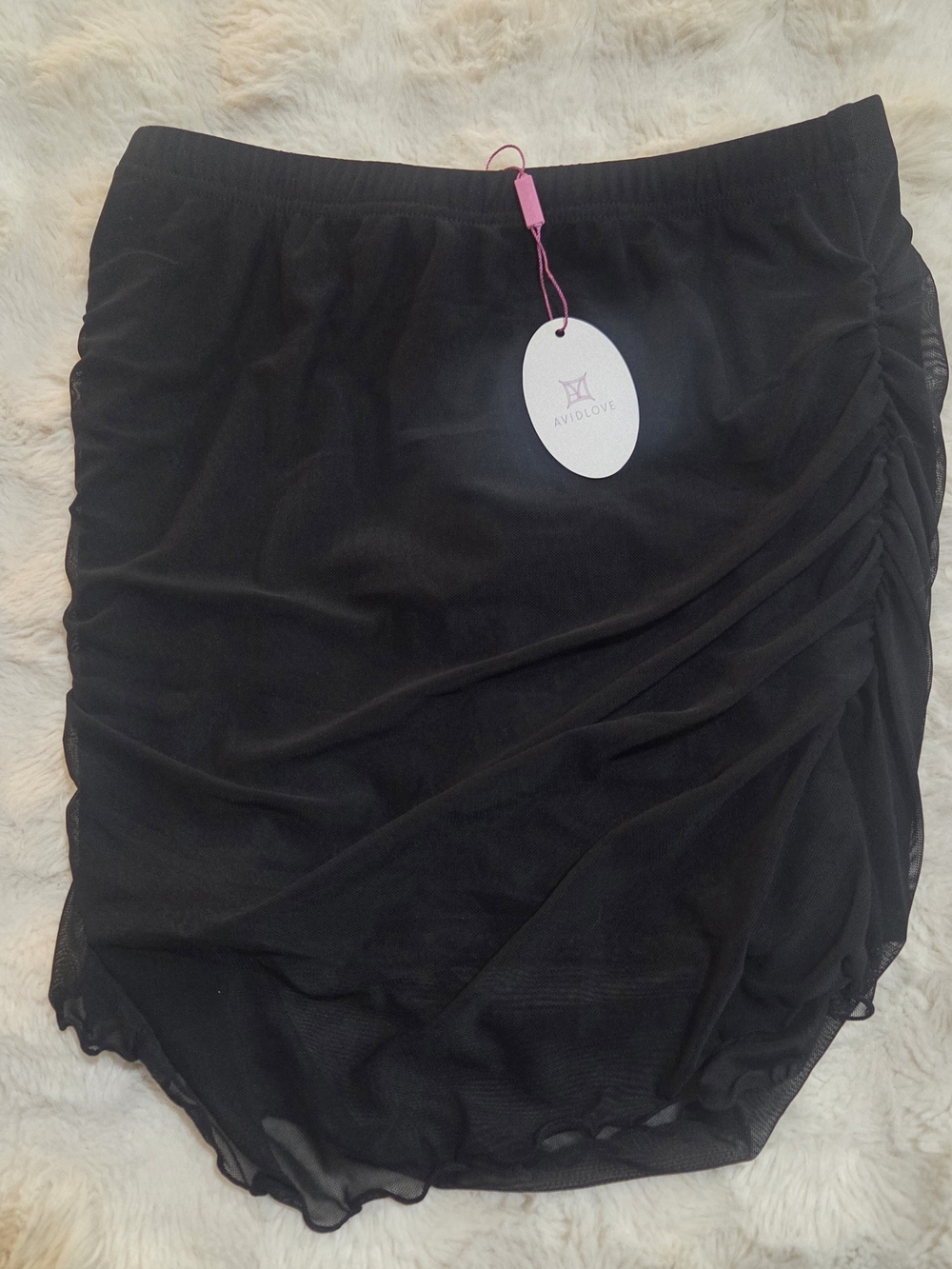 NWT Black Ruched Mesh Women’s Skirt